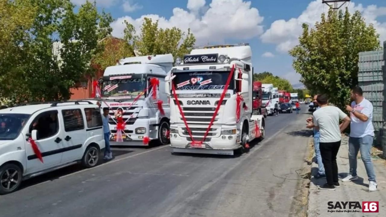 Düğün konvoyuna katılan Tır sürücülerine trafik cezası