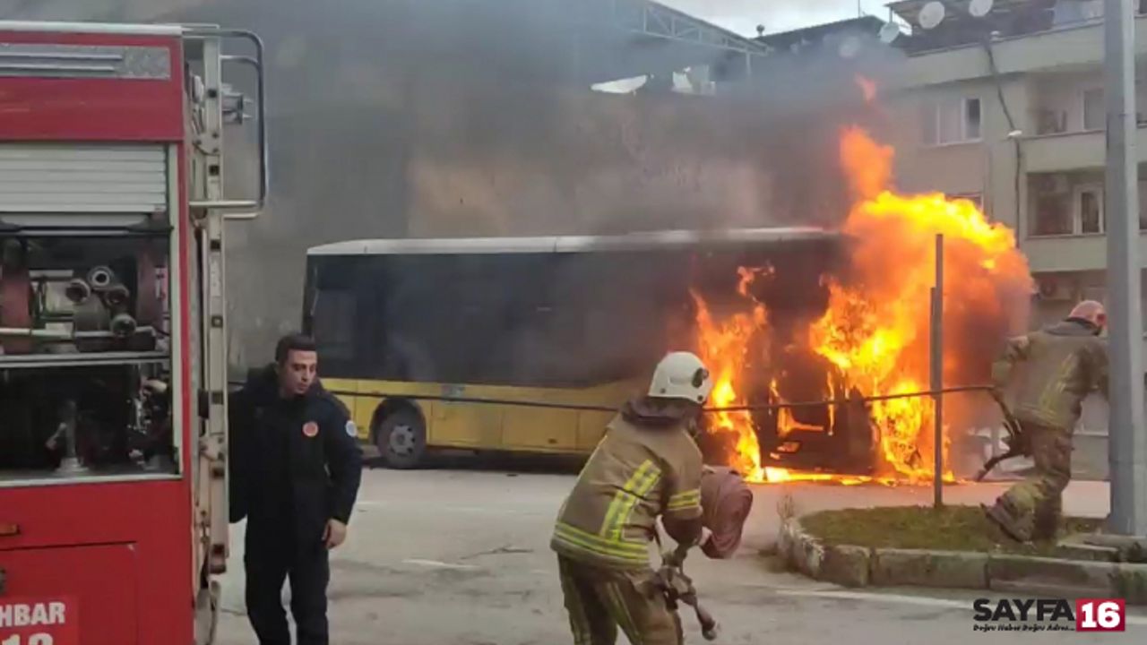 Bursa’da seyir halindeki halk otobüsü alev alev yandı
