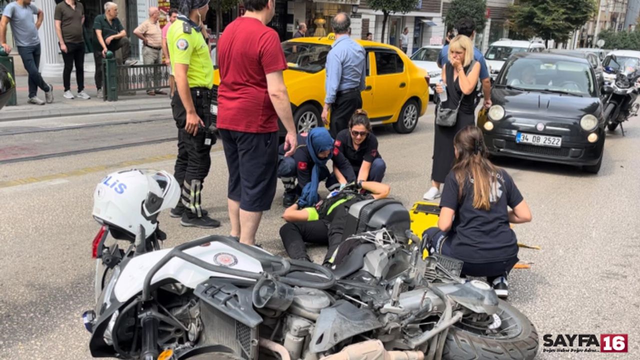 Bursa'da kadın sürücü trafik polisine çarptı