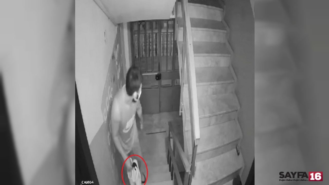 Utanmaz hırsız önce numaralarına baktı sonra ayakkabıları çaldı!