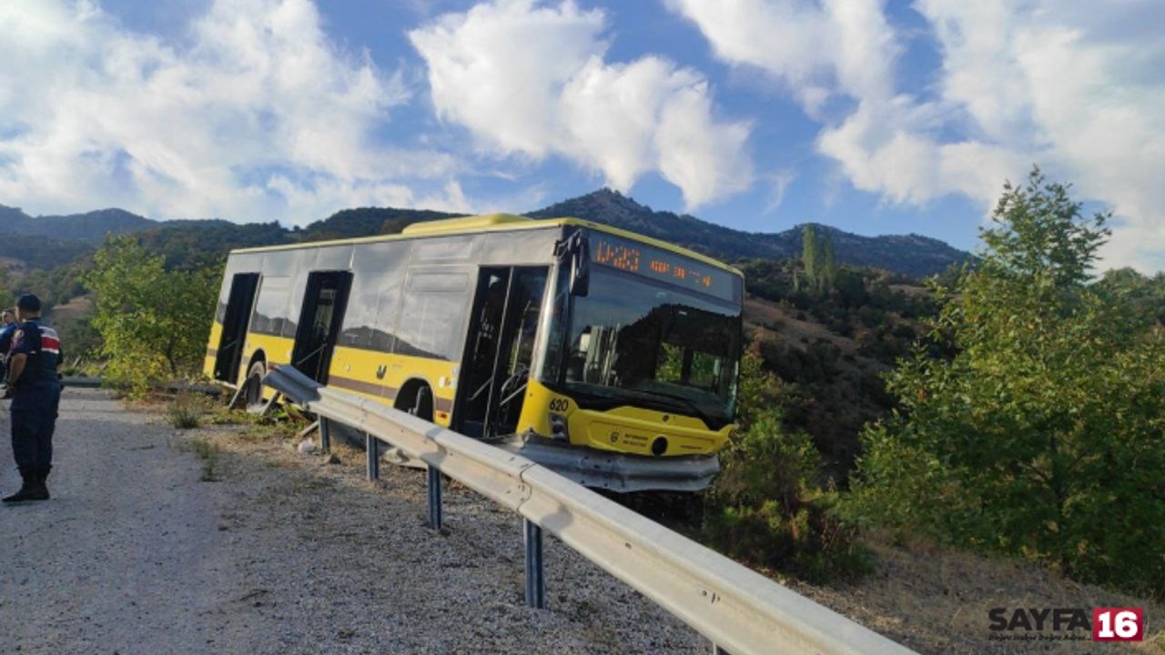 Faciaya kıl payı! Bursa belediye otobüsü uçurumun kenarında durabildi