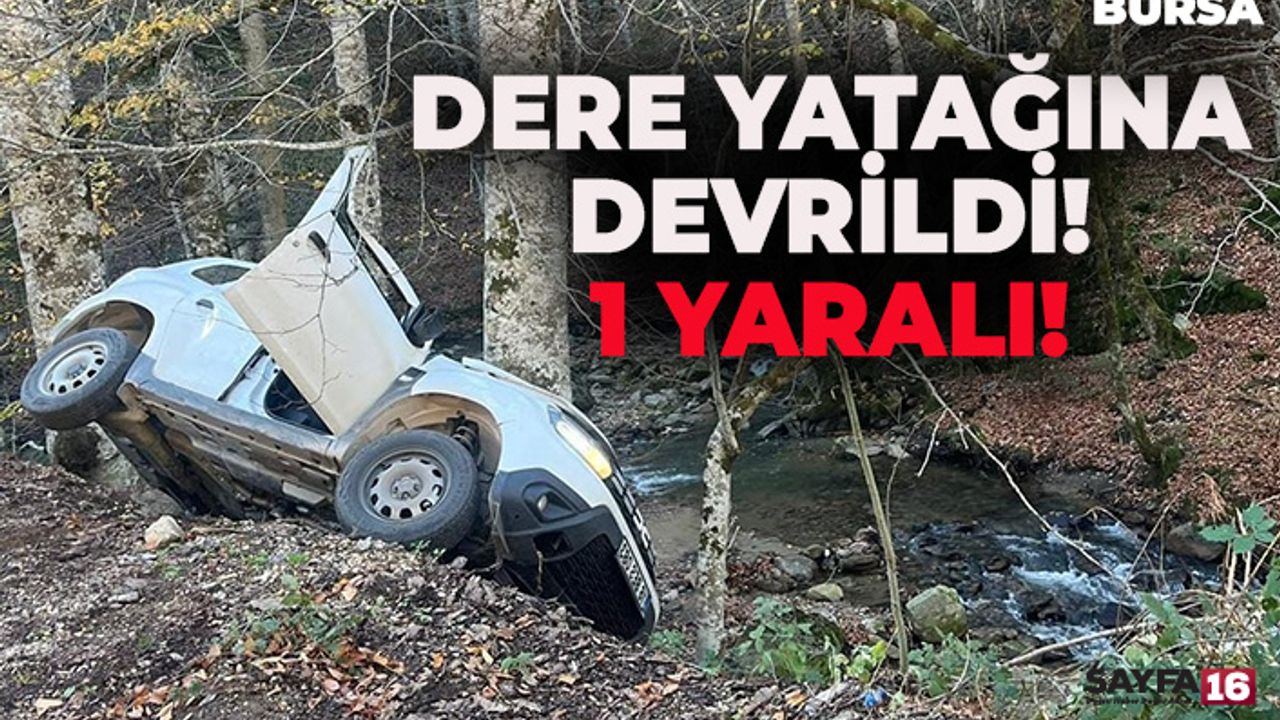 Bursa'da Araç Dere Yatağına Devrildi! 1 Yaralı