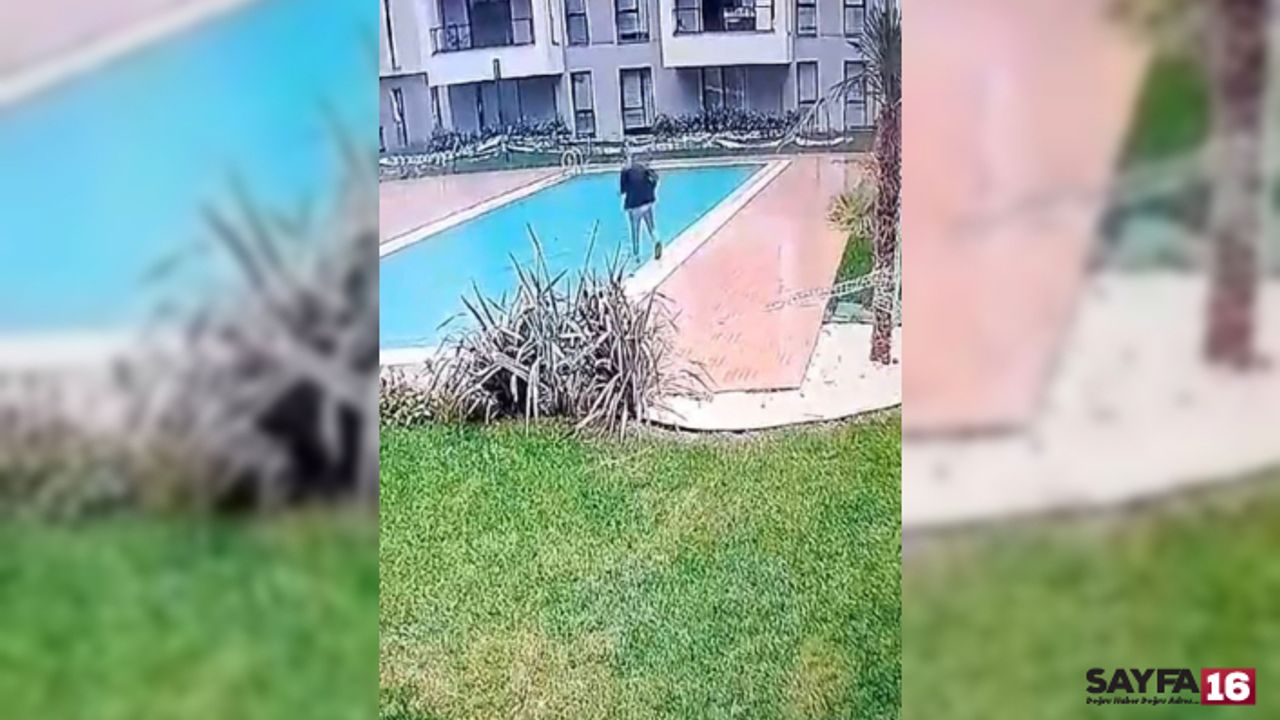 Bursa'da Kuryenin İş Kazası...Sitenin Havuzuna Böyle Düştü!