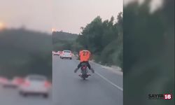 Bursa'da genç sürücü canını hiçe sayıp motosikleti bakın nasıl kullandı