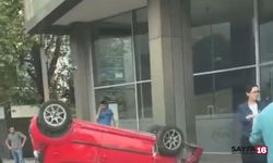 Bursa'da araçla takla atan kadın, can havliyle kızına koştu