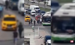 Bursa'da otobüs ile otomobil şoförü böyle birbirine girdi