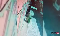 Örümcek gibi tırmanan hırsız kamerada