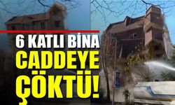 Facia Teğet Geçti! İstanbul'da 6 Katlı Bina Caddeye Doğru Çöktü!