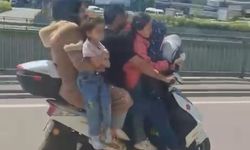 Bursa’da motosiklete 5 kişi binen aile yürekleri ağza getirdi