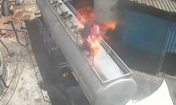 Ağzında sigara ile açtığı tanker kapağı bomba gibi patladı