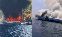 Denizin ortasında gezi teknesinde yangın çıktı, 115 kişi denize atladı