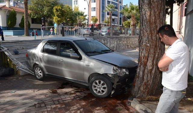Otomobil, belediye parkına uçtu