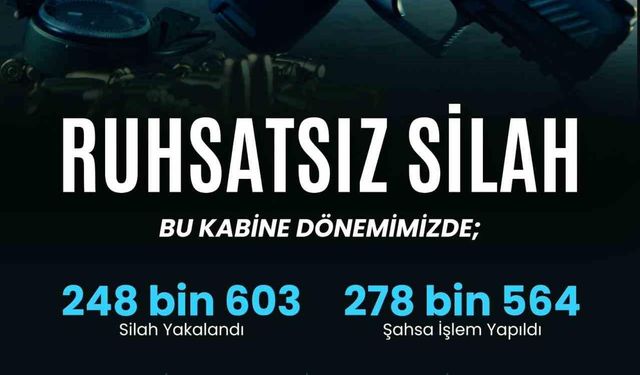 Ruhsatsız silahlara yönelik operasyonlarda 1.867 silah ele geçirildi