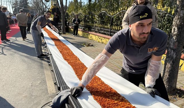İstanbul'da hazırlanan 63 metrelik dev lahmacun Guinness'e girdi