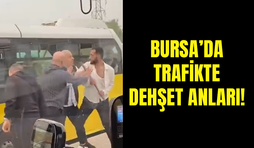 Bursa'da Minibüs Şoförlerinin Yumruklu Sopalı Kavgası Kamerada