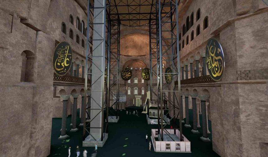 Ayasofya’nın ana kubbesinde tarihi restorasyon