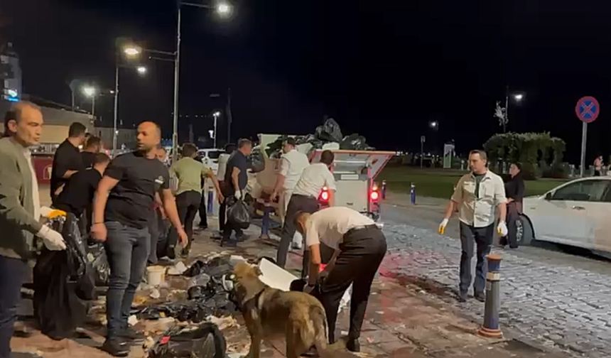 İzmir Büyükşehir Belediye Başkanı Cemil Tugay çöp topladı