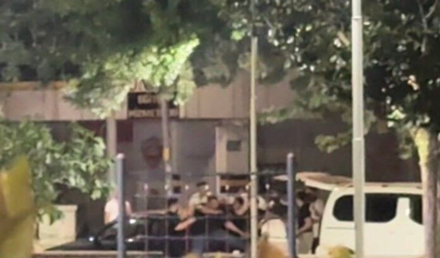 Bursa'da parkta tekme tokatlar havada uçuştu