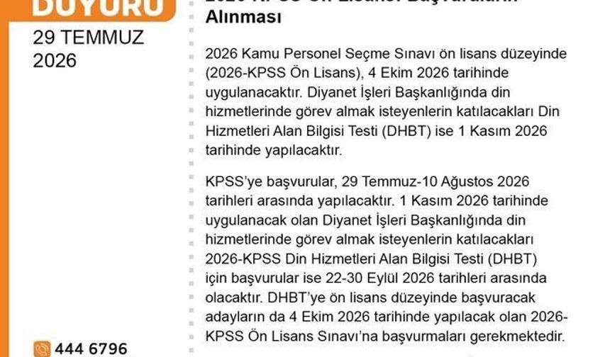 KPSS Ön Lisans başvuruları başladı