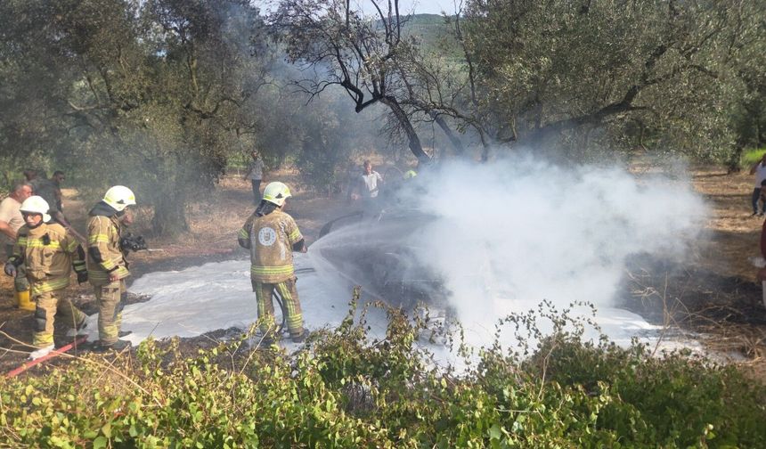 Kontrolden çıkan otomobil tarlada yandı: 1 ölü, 1'i çocuk 5 yaralı